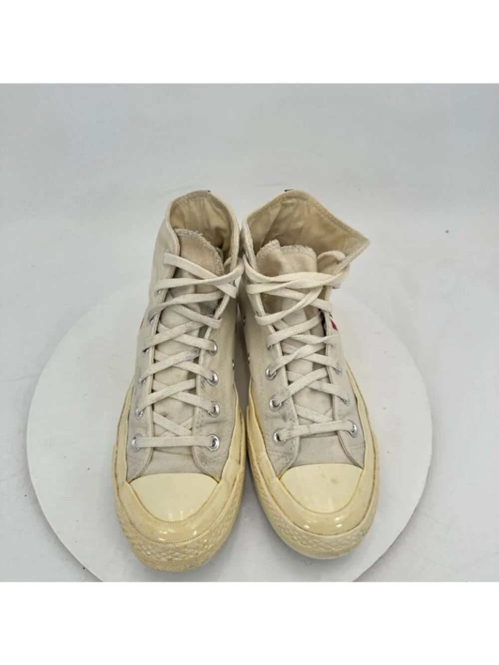 Converse x Comme des Garcons PLAY Women 8 Parchment Canvas High Top Shoes